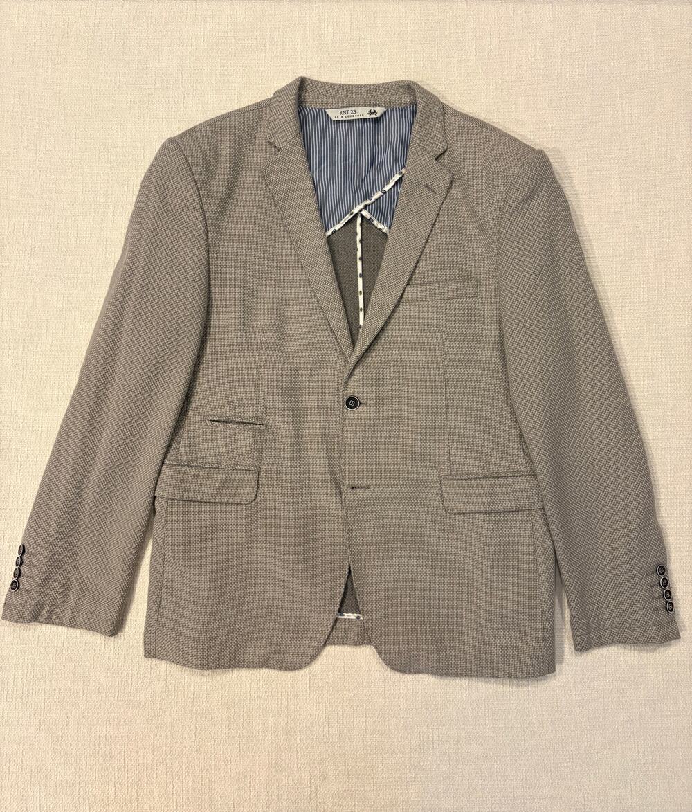 RNT23 Ron Tomson Men's 44R Cotton Sport Coat Blazer Gray Textured